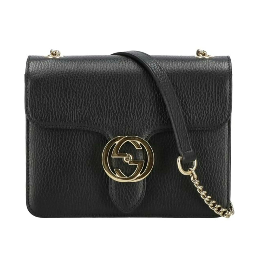 Gucci Interlocking GG Shoulder Bag Leather Black
